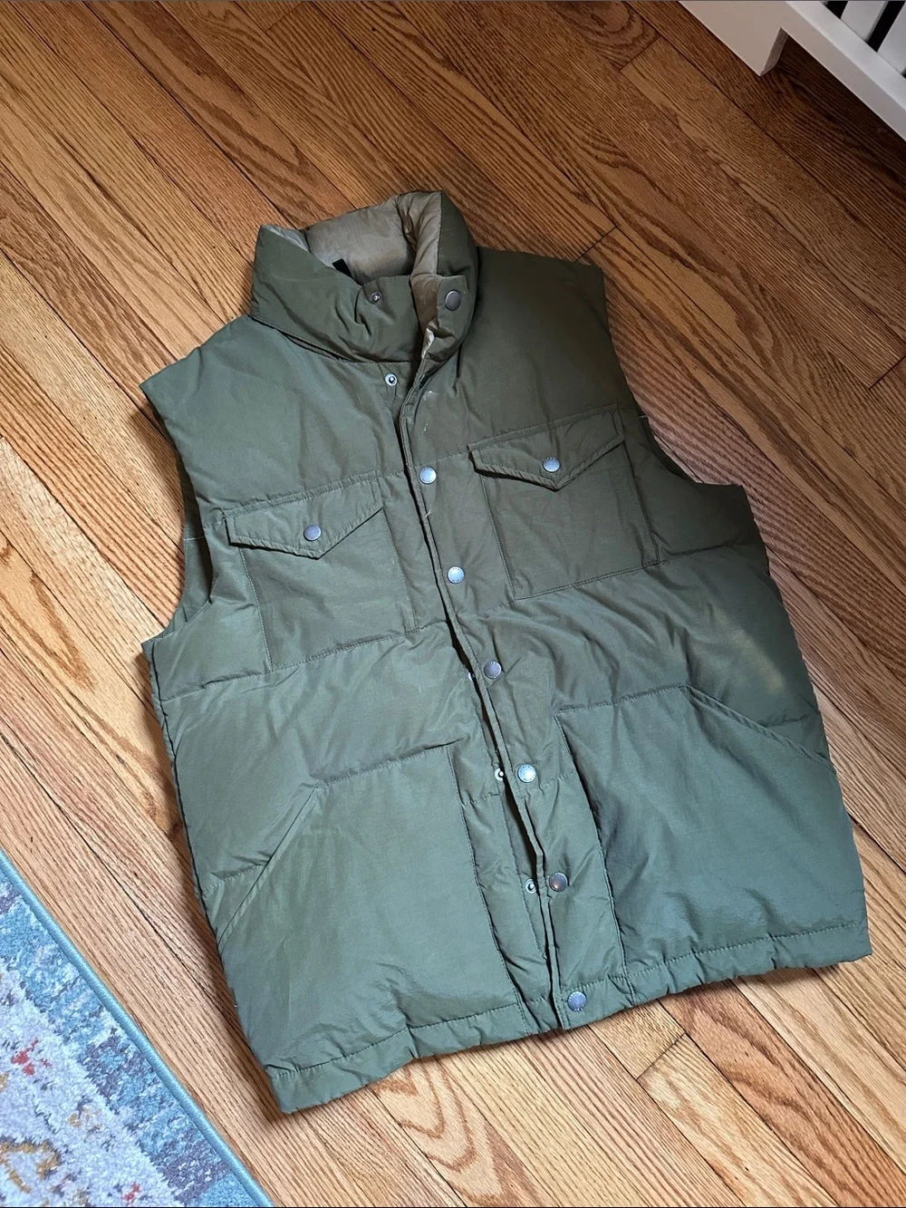 J. Crew Green Quilted Snap-Front Vest